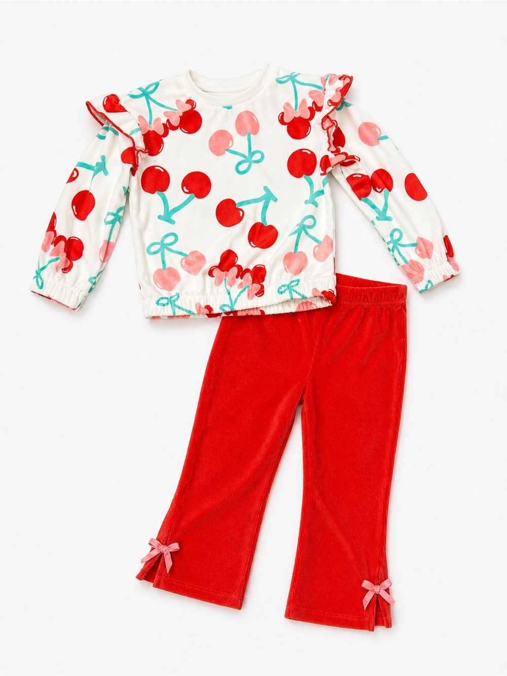 Disney Minnie Mouse Velour Set 2T NWT Red Cozy Outfit Gift - Picture 2 of 8